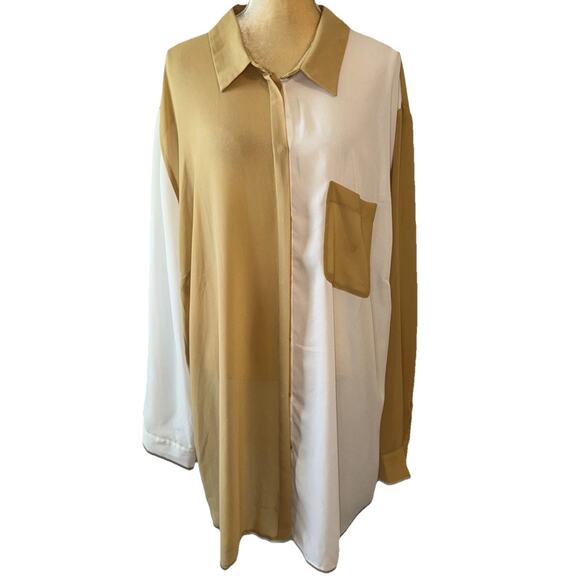 Asos Curve Two Tone Patch Pocket Shirt Size 26 - Picture 1 of 8